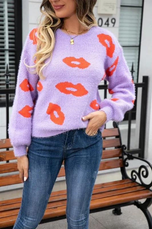 Fuzzy lips sweater sold by Miss Sparkling product image thumbnail 3