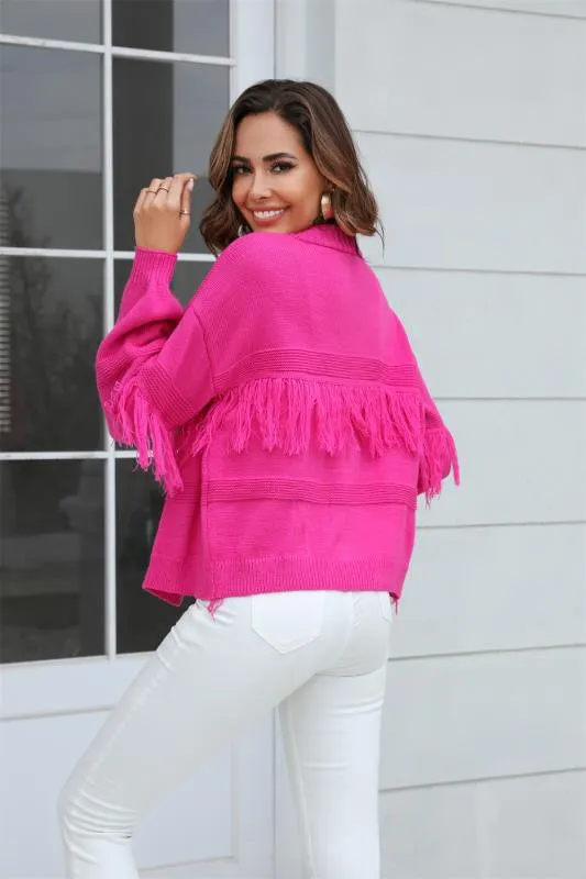 Open front fringe cardigan sold by Miss Sparkling product image thumbnail 2