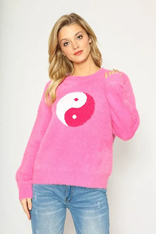 Yin Yang fuzzy sweater sold by Miss Sparkling