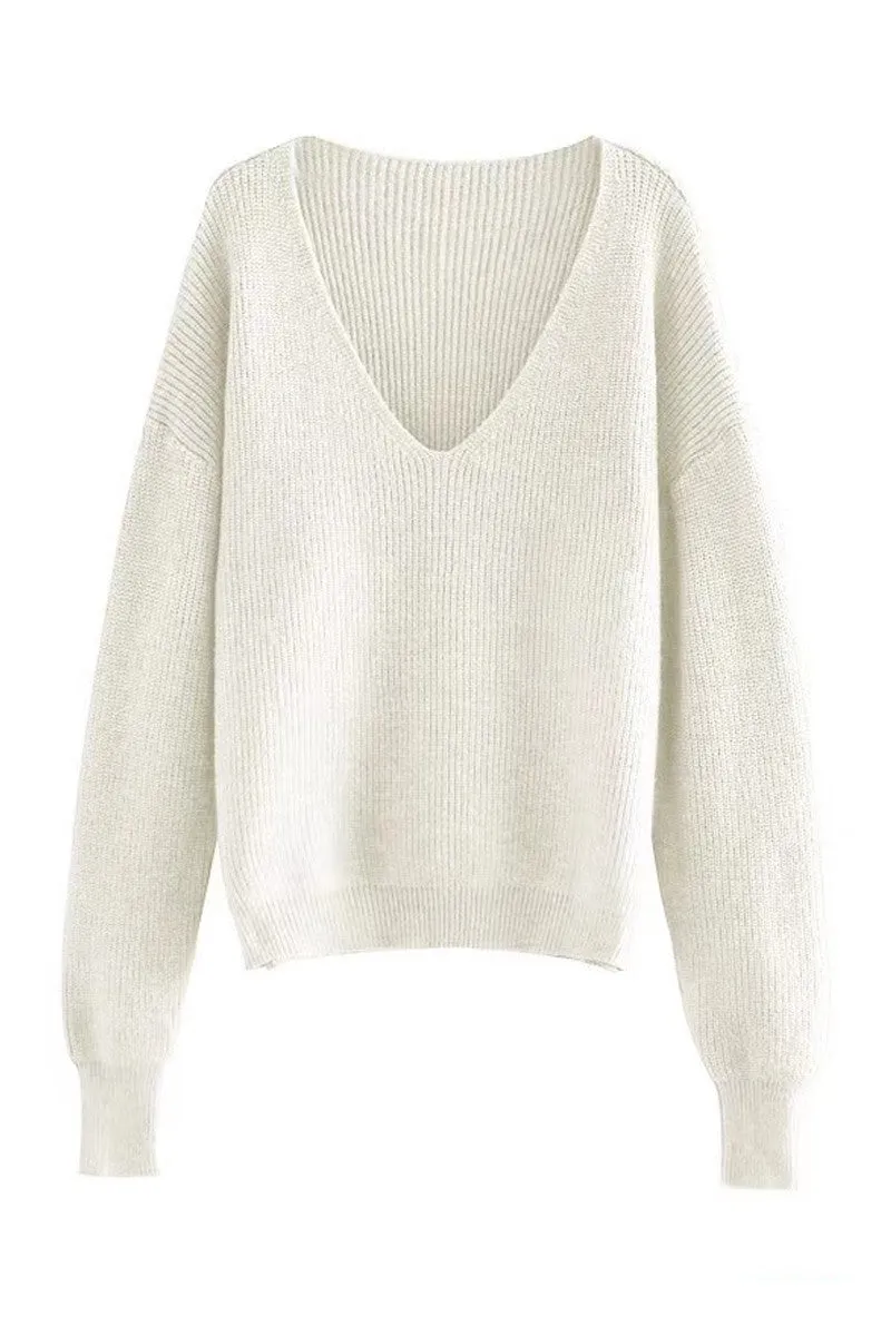 Ribbed v neck sweater sold by Miss Sparkling product image thumbnail 3
