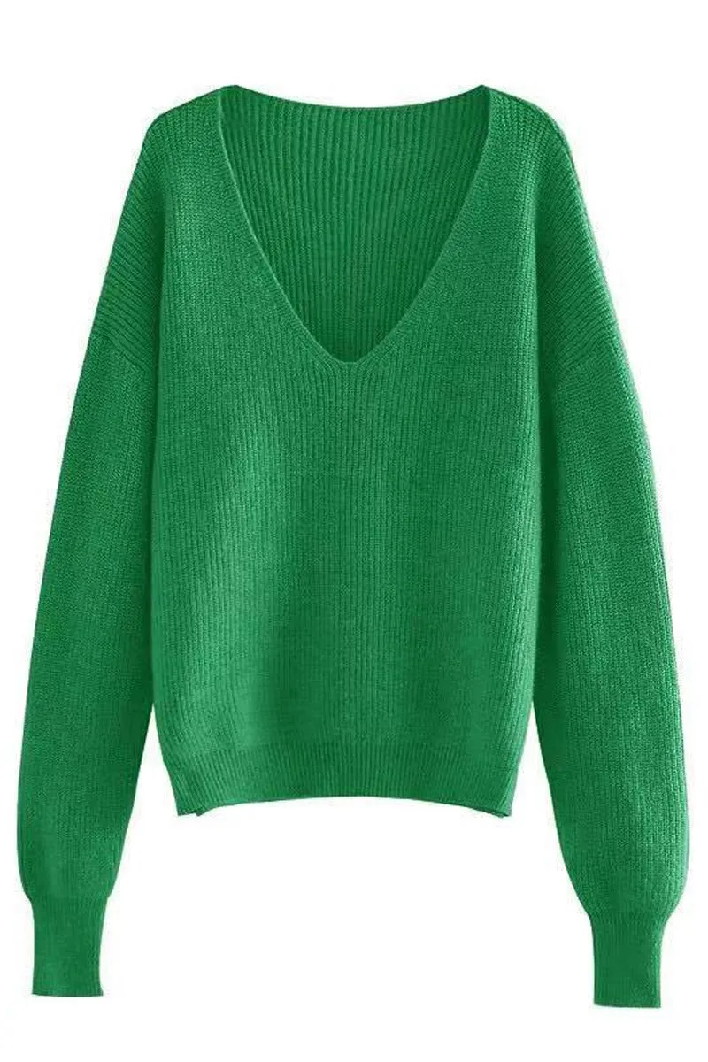 Ribbed v neck sweater sold by Miss Sparkling product image thumbnail 2