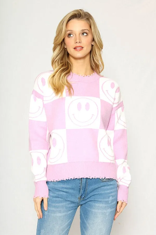 Checkered Smiley Sweater sold by Miss Sparkling product image thumbnail 4