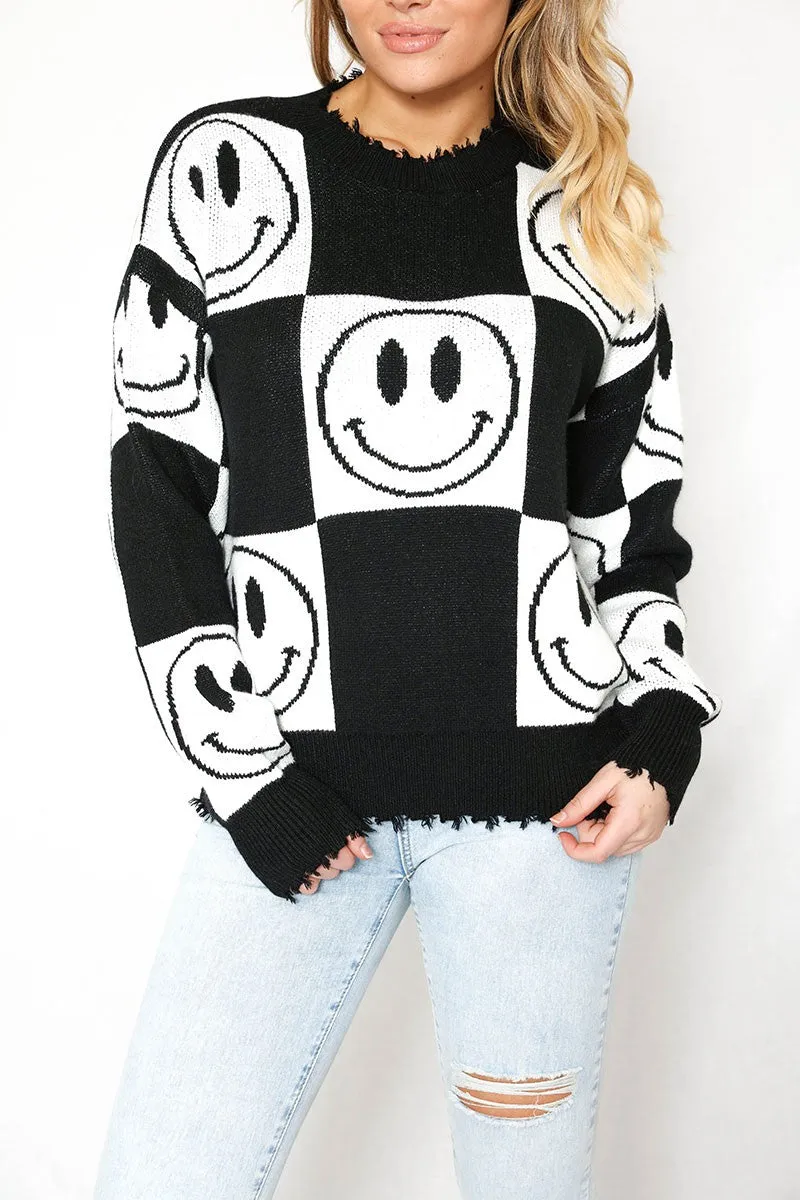 Checkered Smiley Sweater sold by Miss Sparkling product image thumbnail 3