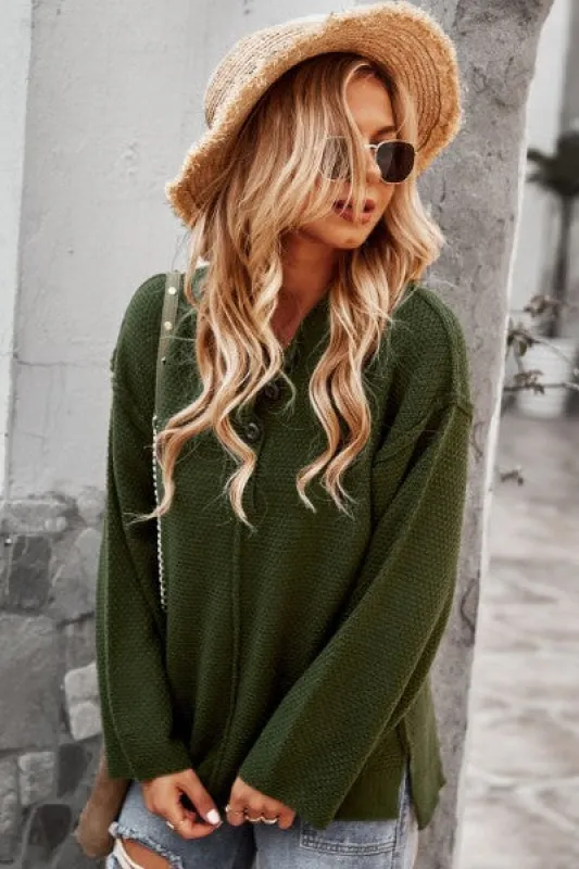 Half Buttoned knit sweater sold by Miss Sparkling