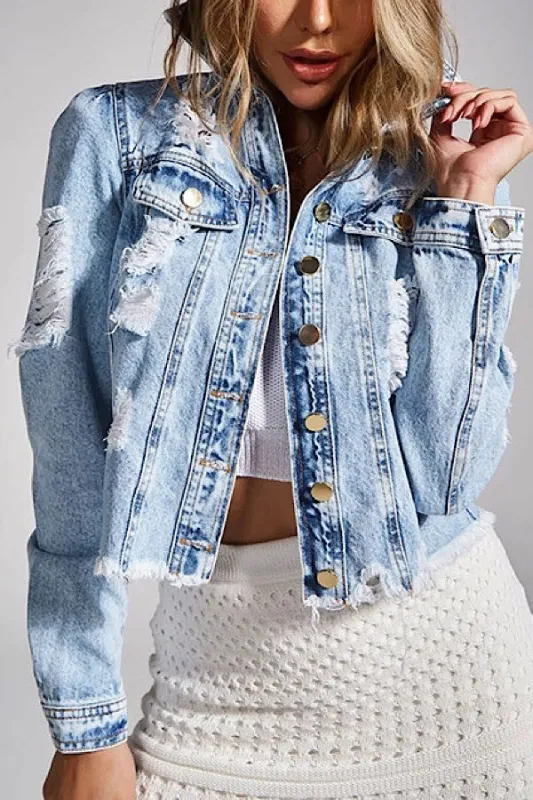 Cropped denim jacket sold by Miss Sparkling