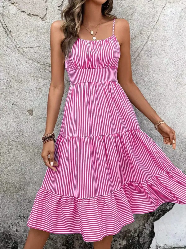 Striped spaghetti strap midi dress sold by Miss Sparkling