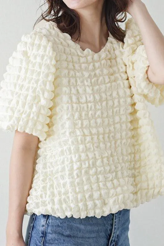Bubble textured round neck top made by Miss Sparkling