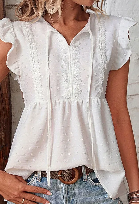 Swiss Dot Tie Neck blouse sold by Miss Sparkling product image thumbnail 2