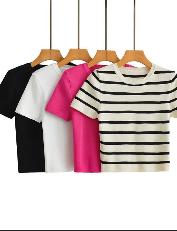 Crew Neck Crop Top sold by Miss Sparkling