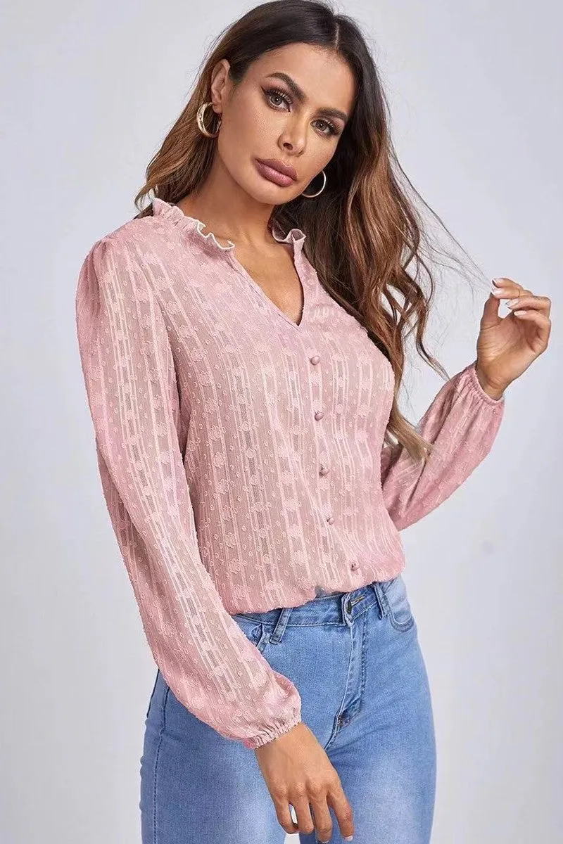 Long sleeve sheer blouse sold by Miss Sparkling product image thumbnail 2