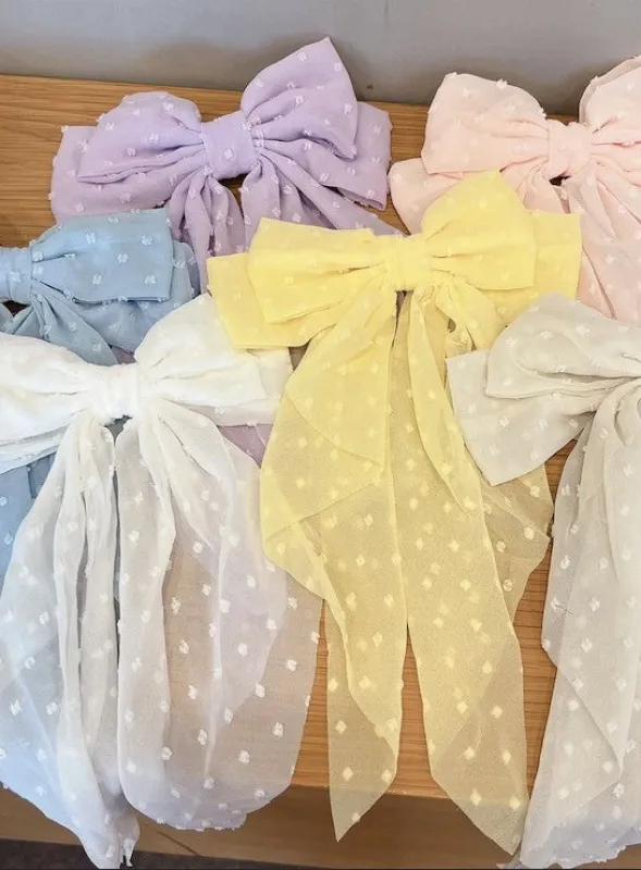 Swiss dot hair bow made by Miss Sparkling