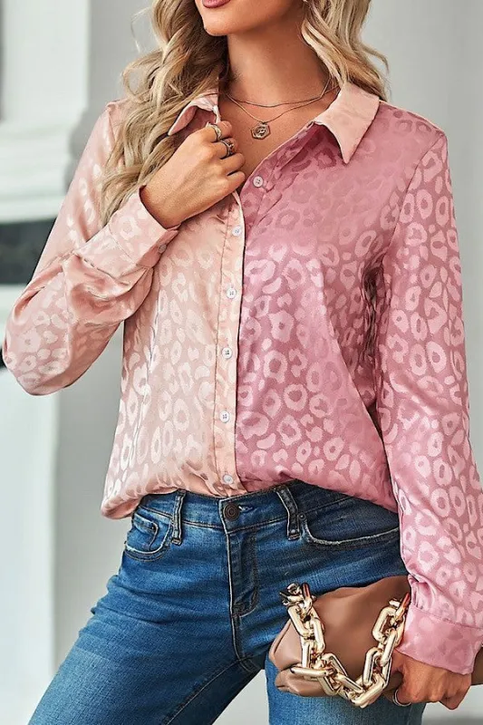 Satin leopard print button down shirt made by Miss Sparkling