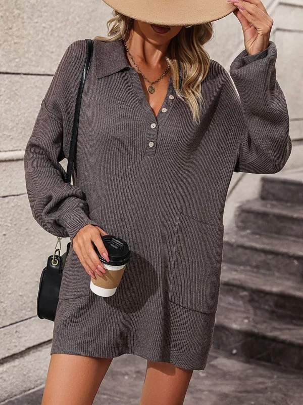 Long sleeve ribbed knit dress sold by Miss Sparkling
