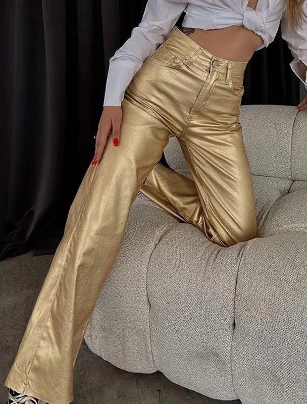 Metallic flare leg pants sold by Miss Sparkling product image thumbnail 2