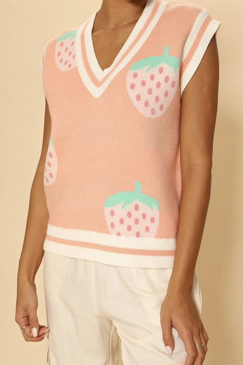 Strawberry knit vest sold by Miss Sparkling product image thumbnail 4