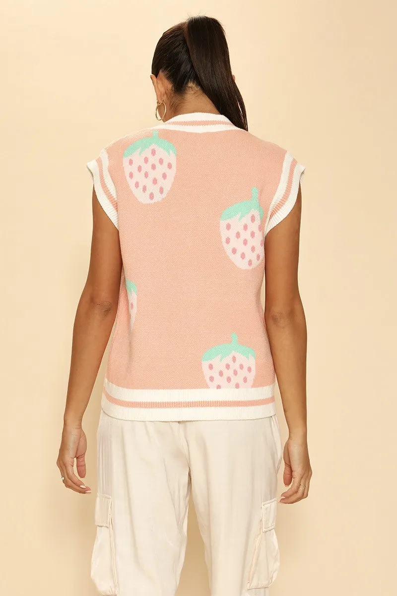 Strawberry knit vest sold by Miss Sparkling product image thumbnail 2