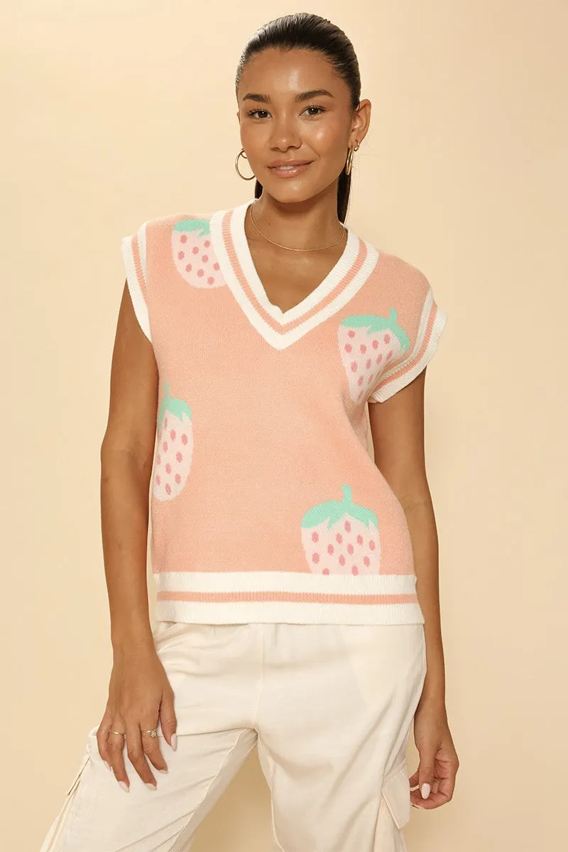 Strawberry knit vest sold by Miss Sparkling