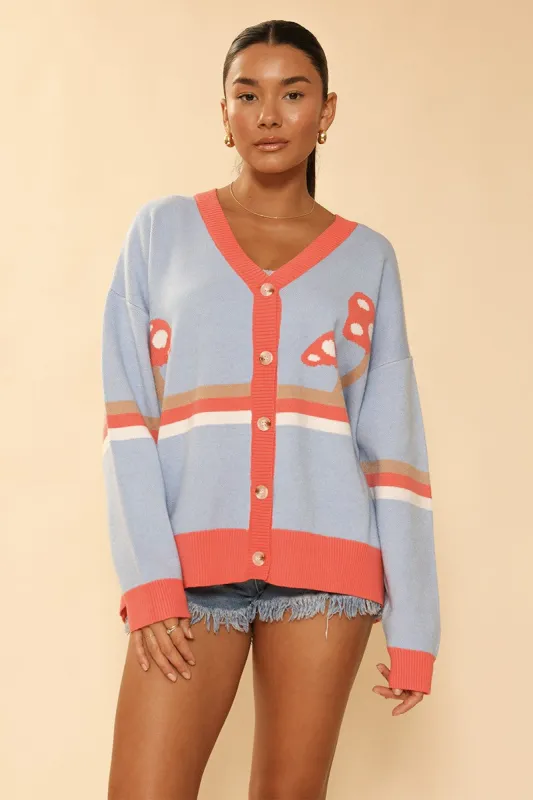 Mushroom cardigan made by Miss Sparkling