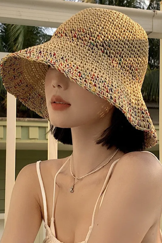 Multicolor straw bucket hat made by Miss Sparkling