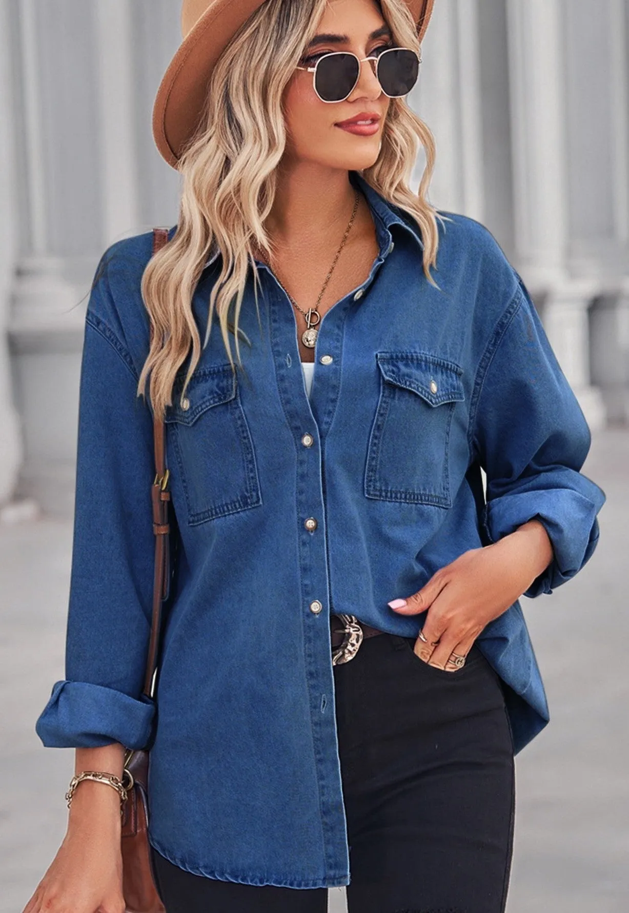 Denim long sleeve top sold by Miss Sparkling product image thumbnail 3