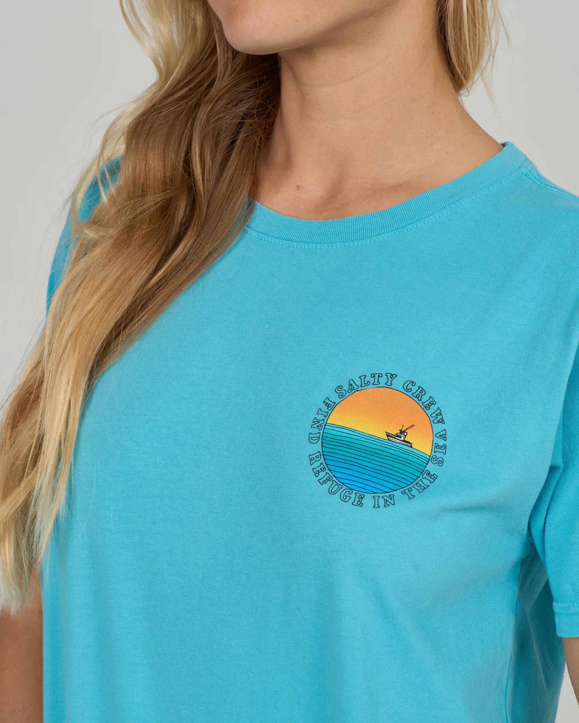 Sunset Boyfriend Tee - Turquoise sold by Salty Crew product image thumbnail 3
