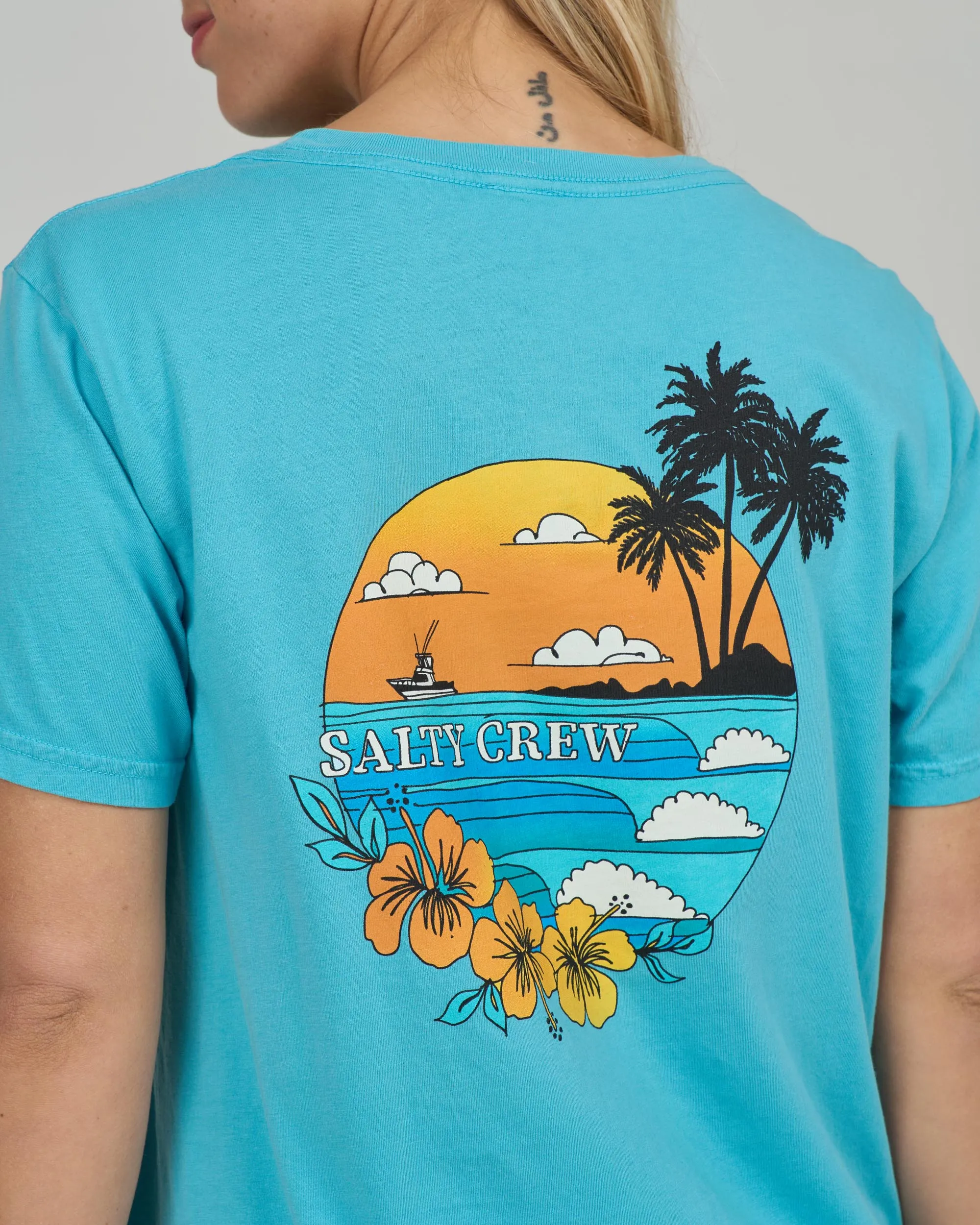 Sunset Boyfriend Tee - Turquoise sold by Salty Crew product image thumbnail 4