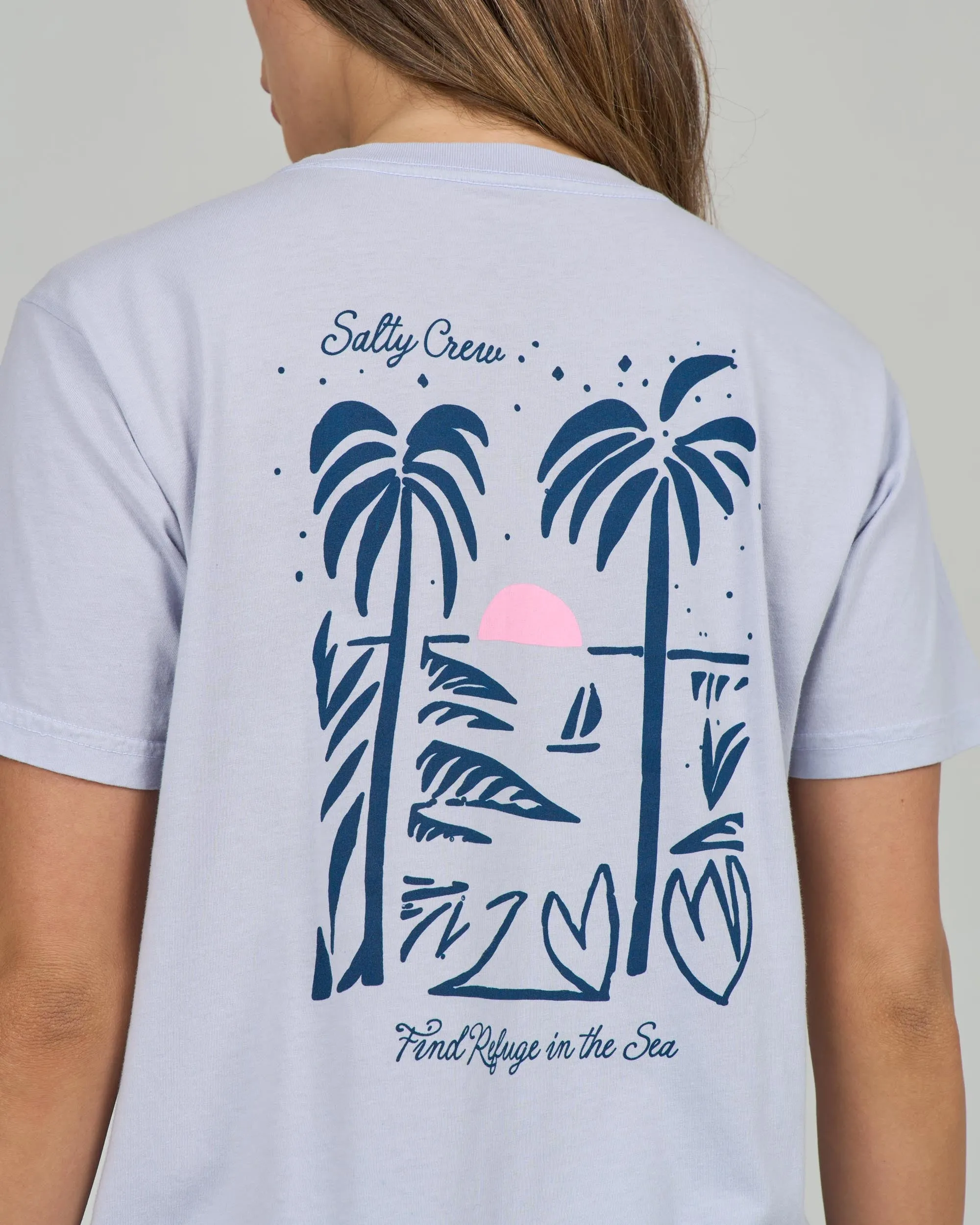 Geo Palm Boyfriend Tee - Fog sold by Salty Crew product image thumbnail 4