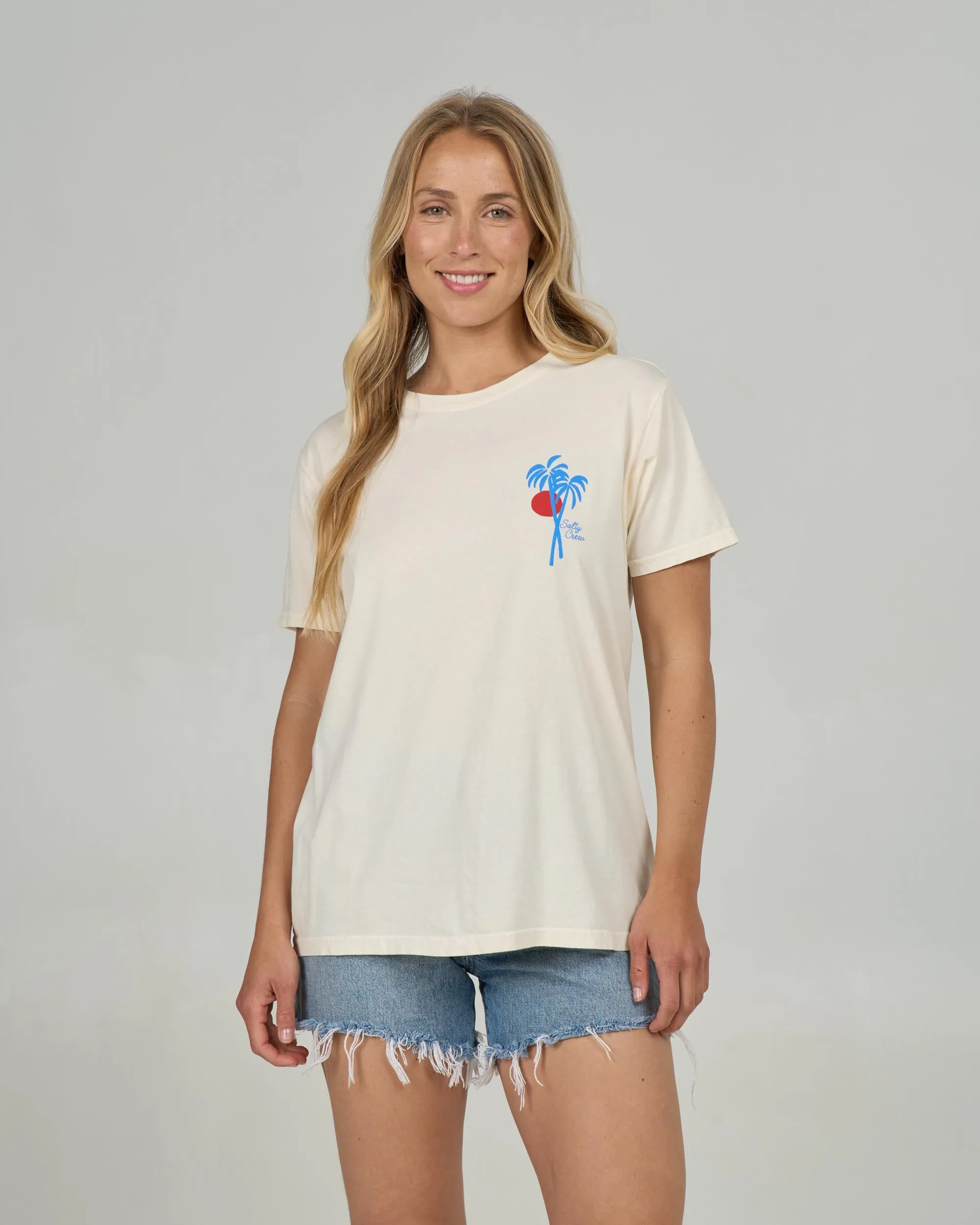 Geo Palm Boyfriend Tee - Off White sold by Salty Crew