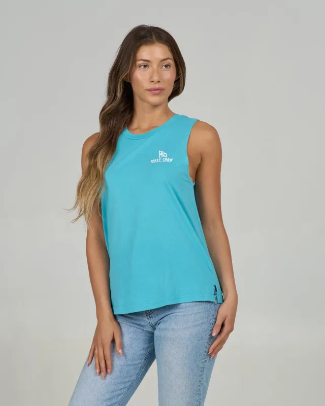 Flying High Muscle Tank - Turquoise sold by Salty Crew