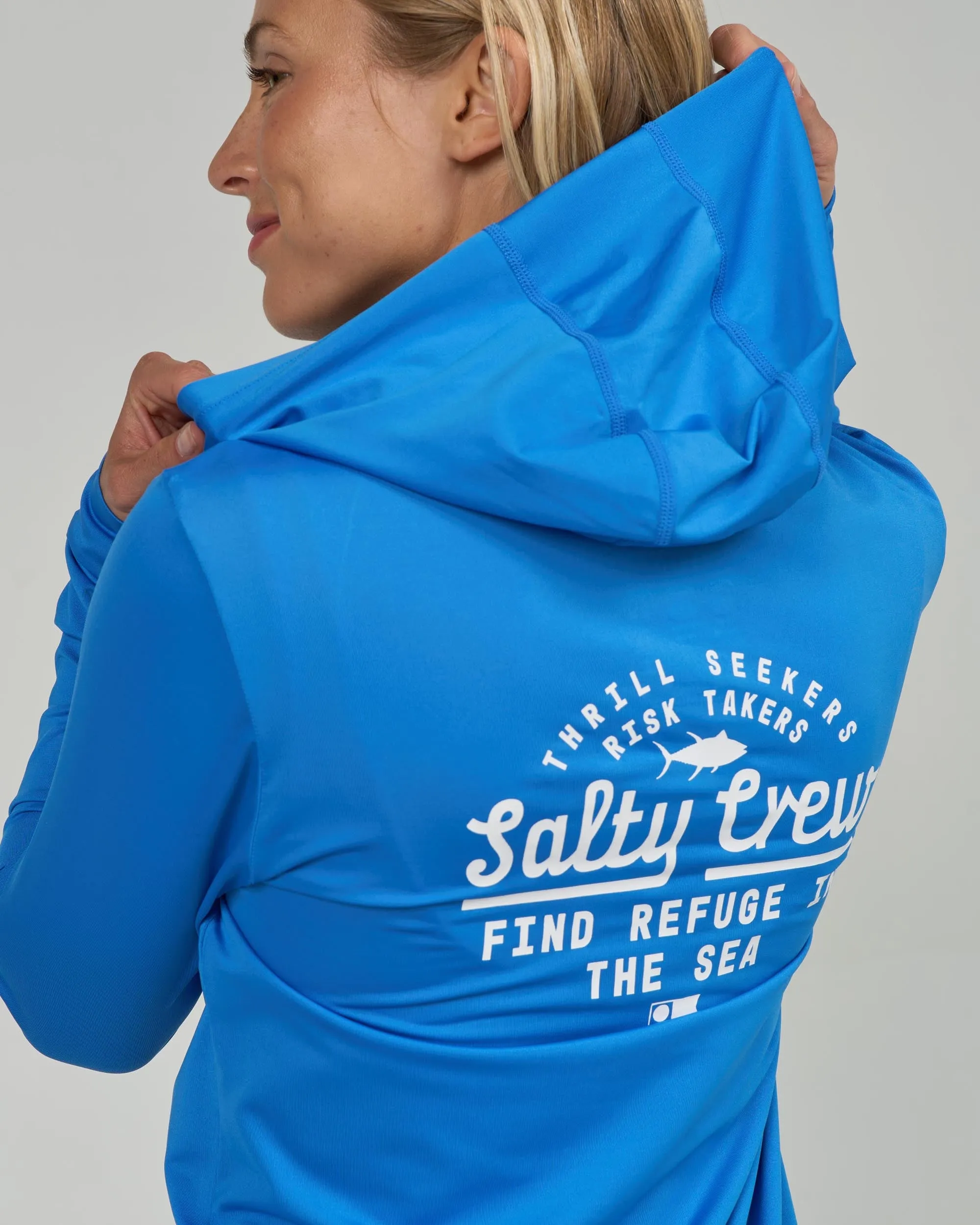 Scripted Hooded Sunshirt - Bold Blue sold by Salty Crew product image thumbnail 4