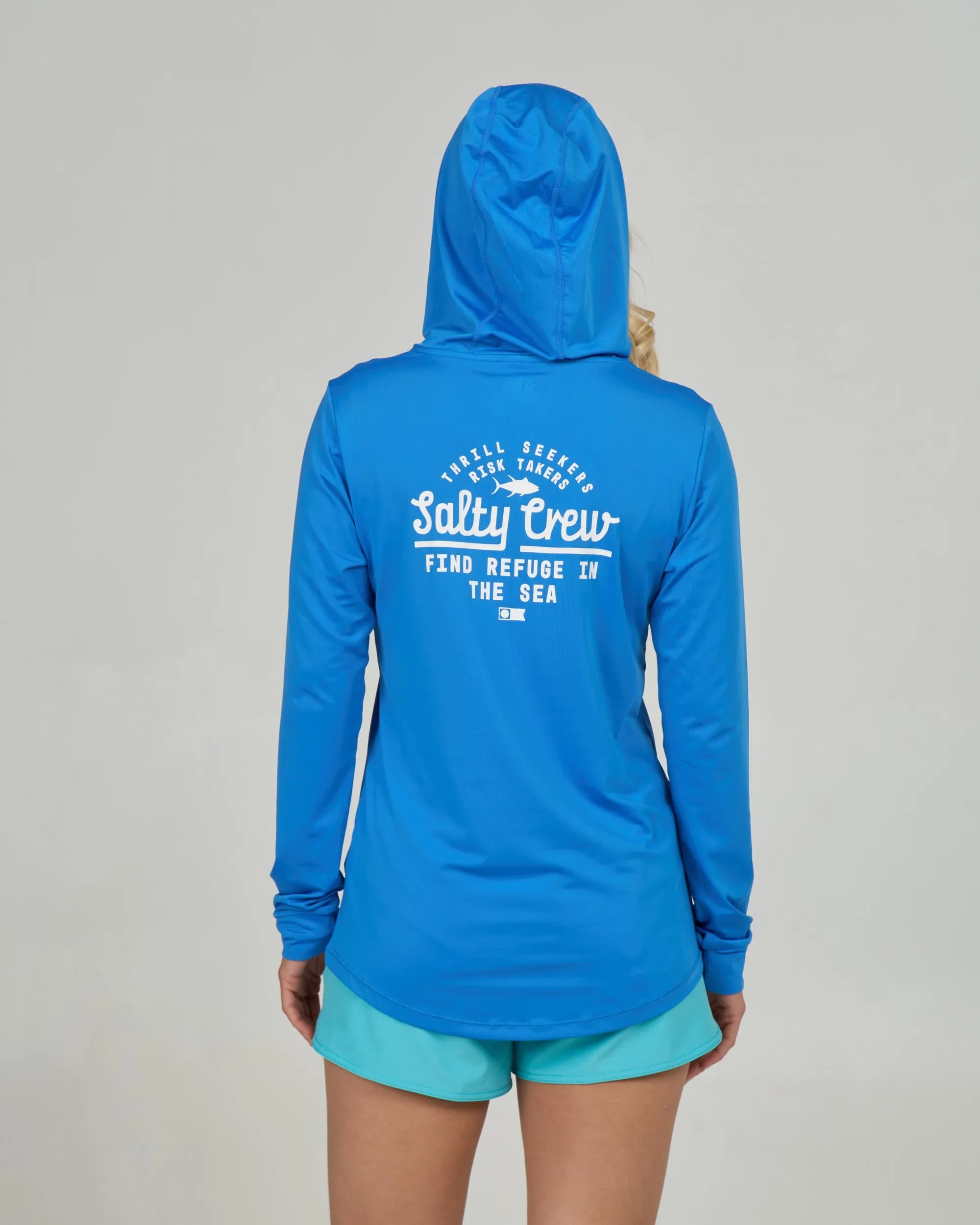 Scripted Hooded Sunshirt - Bold Blue sold by Salty Crew product image thumbnail 2