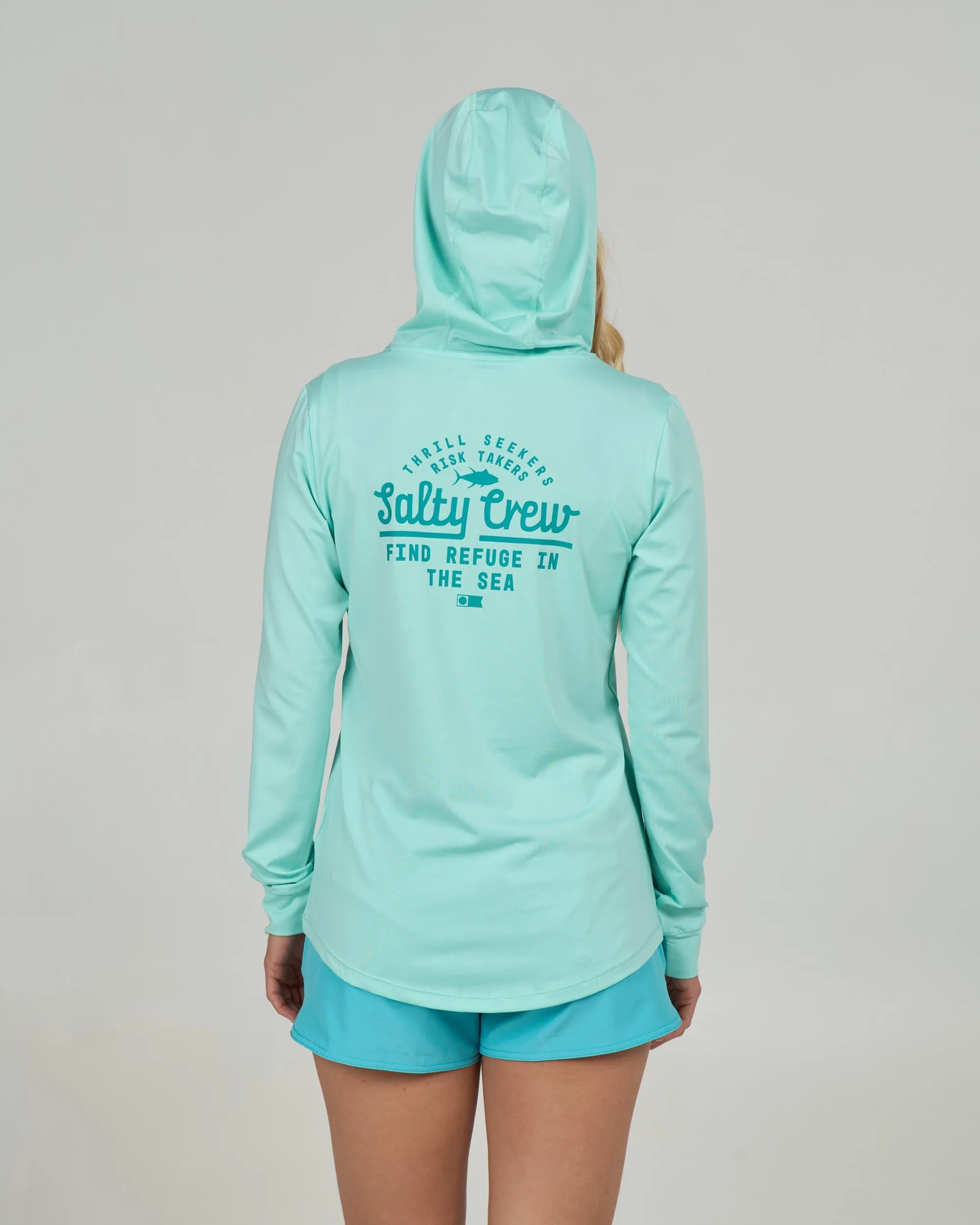 Scripted Hooded Sunshirt - Mint sold by Salty Crew product image thumbnail 2