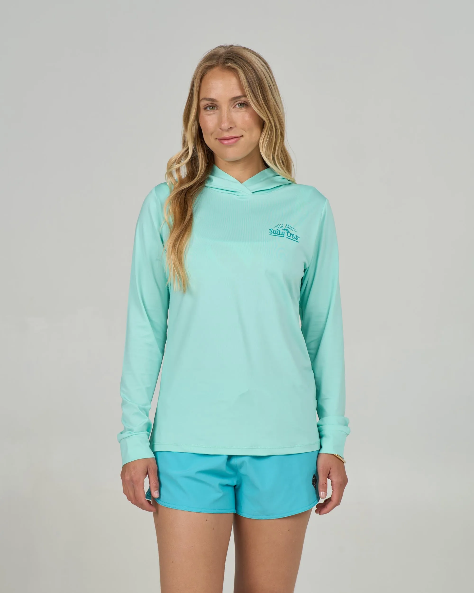 Scripted Hooded Sunshirt - Mint sold by Salty Crew