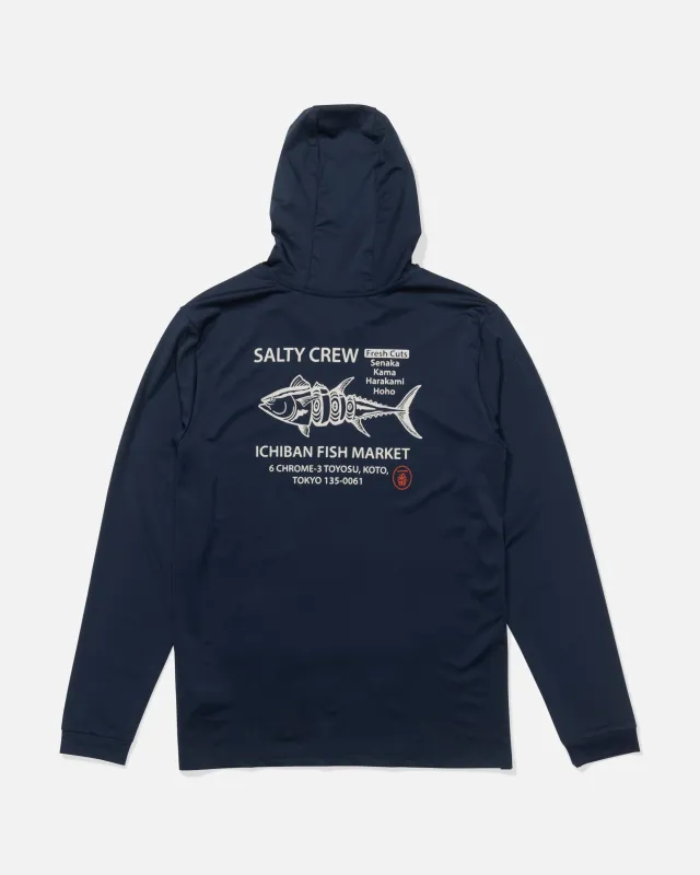 Fish Market Hood Sunshirt - Navy made by Salty Crew
