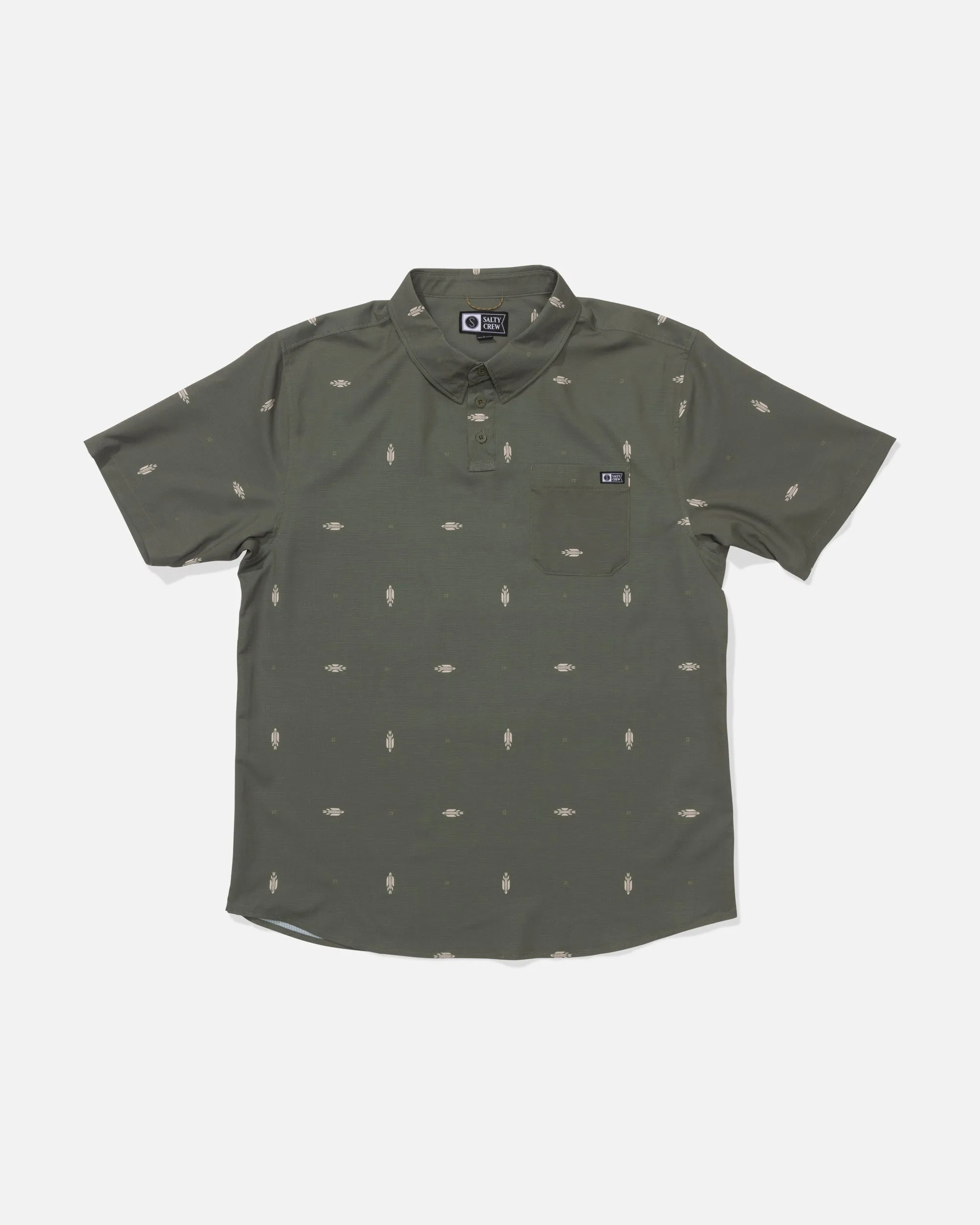 Breezer Perforated Polo - Olive sold by Salty Crew