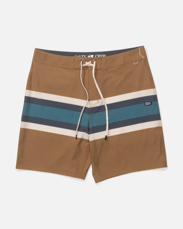 Crew 19" Stripe Boardshort - Bronze Brown sold by Salty Crew