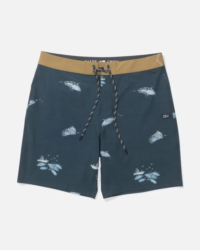 Crew 19" Boardshort - Midnight Navy made by Salty Crew
