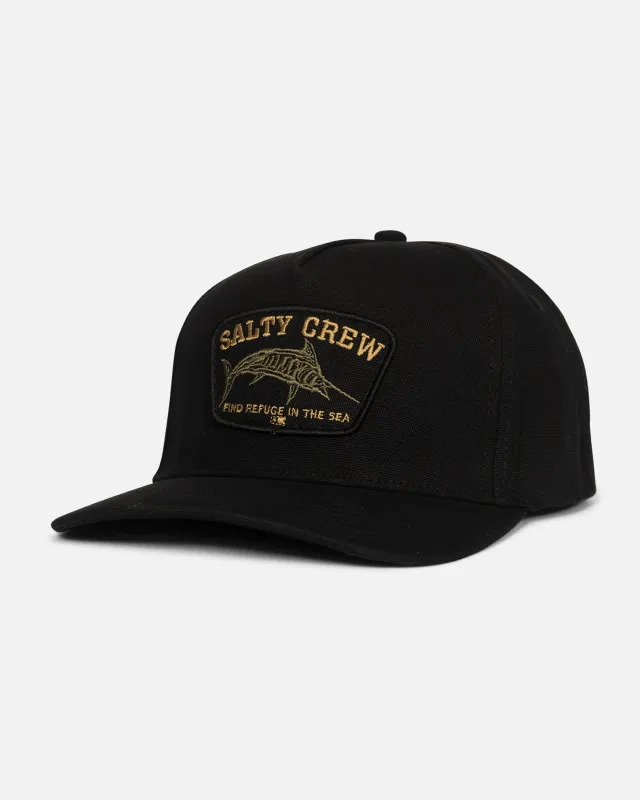 Billfisher 5 Panel Hat - Black made by Salty Crew