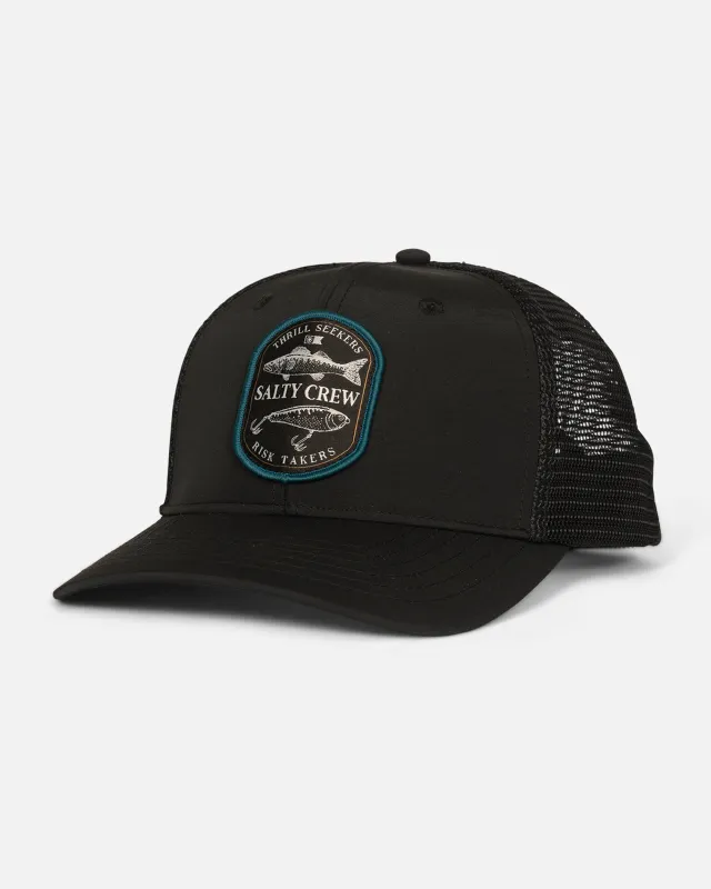 Baited Retro Trucker Hat - Black sold by Salty Crew