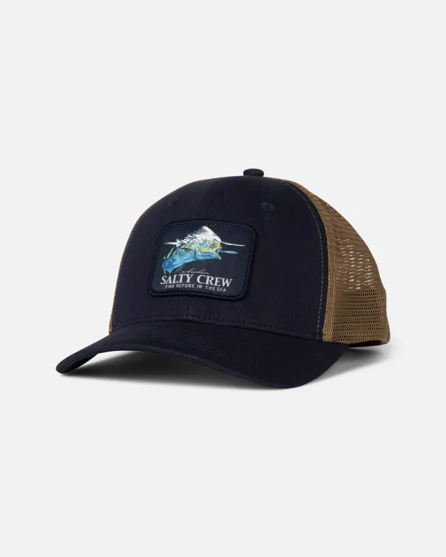Mahi Surface Trucker - Navy/Gold made by Salty Crew