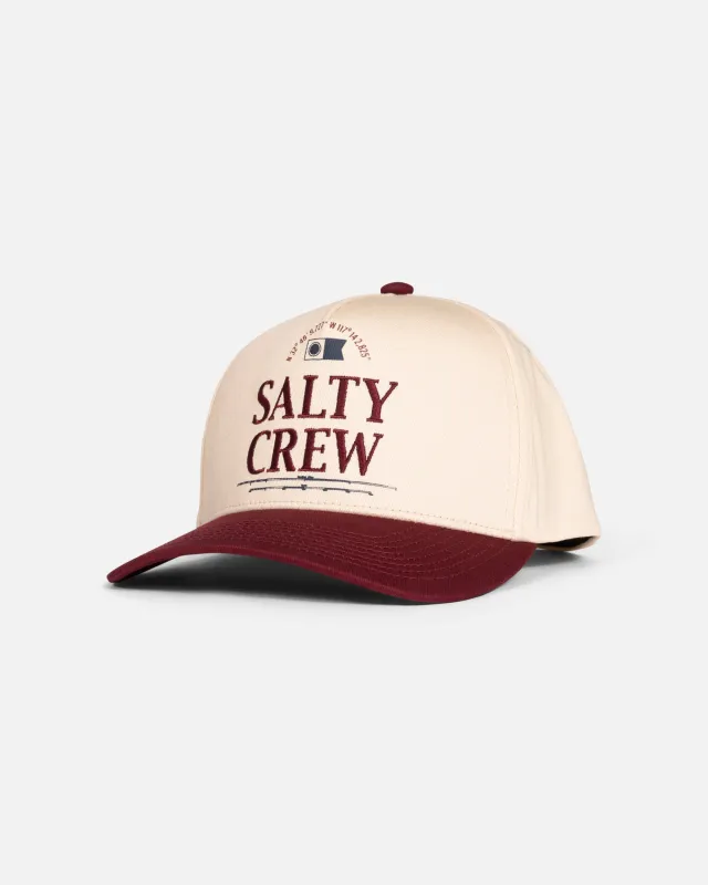 Coordinates Snapback Hat - Off White / Red made by Salty Crew