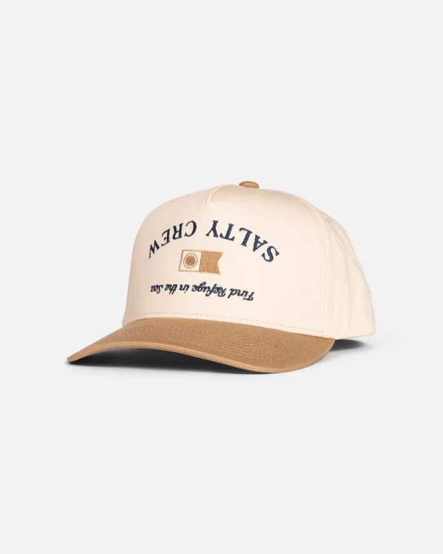 Upsidedown Crew Snapback - Off White/Tan made by Salty Crew