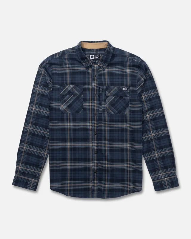 Fathom Tech Flannel - Navy Khaki made by Salty Crew