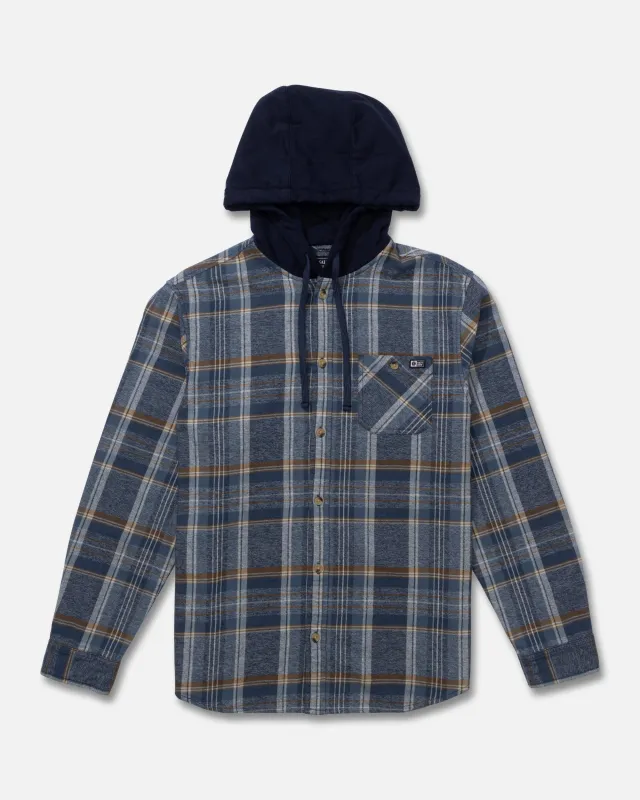 Whitewash Hooded Flannel - Midnight Navy sold by Salty Crew