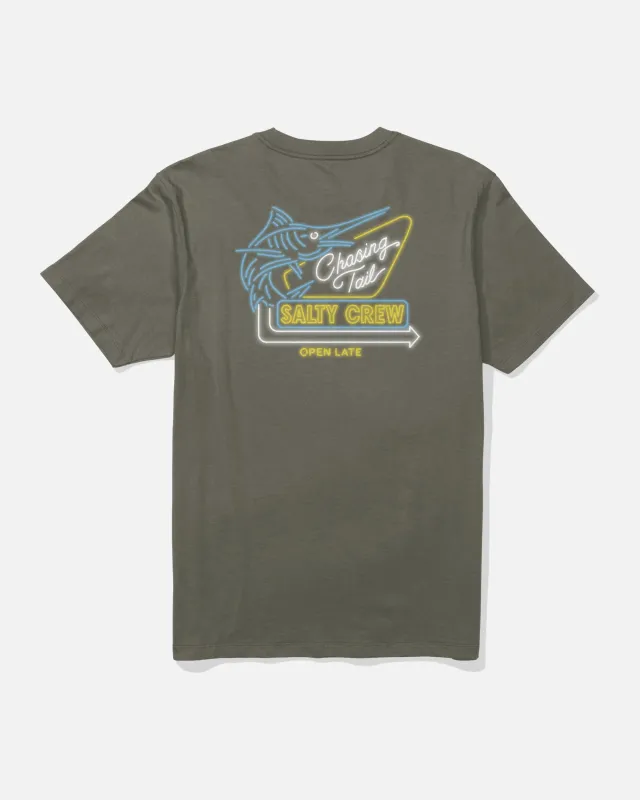 Neon Sign Tee - Dusty Olive sold by Salty Crew