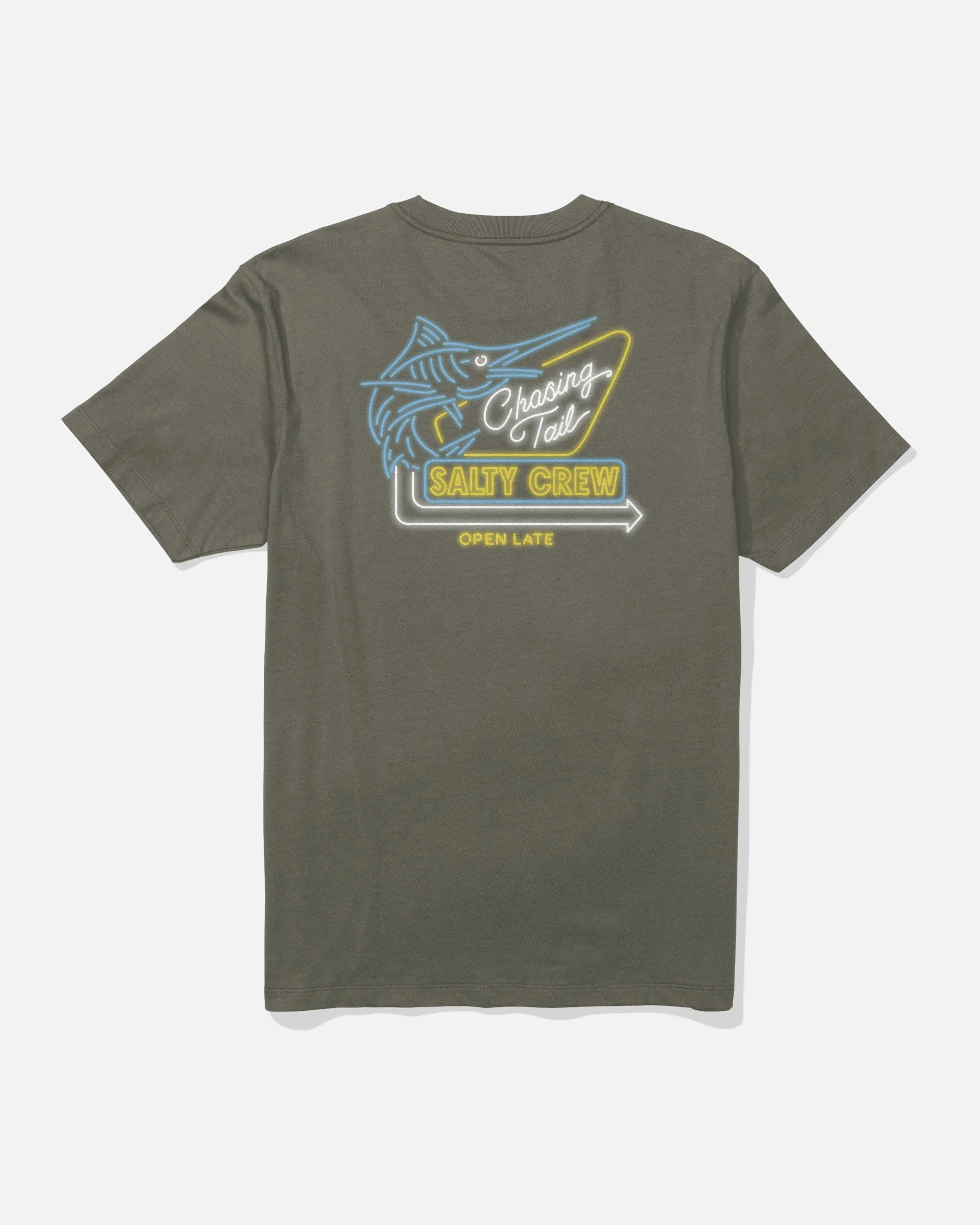 Neon Sign Tee - Dusty Olive sold by Salty Crew
