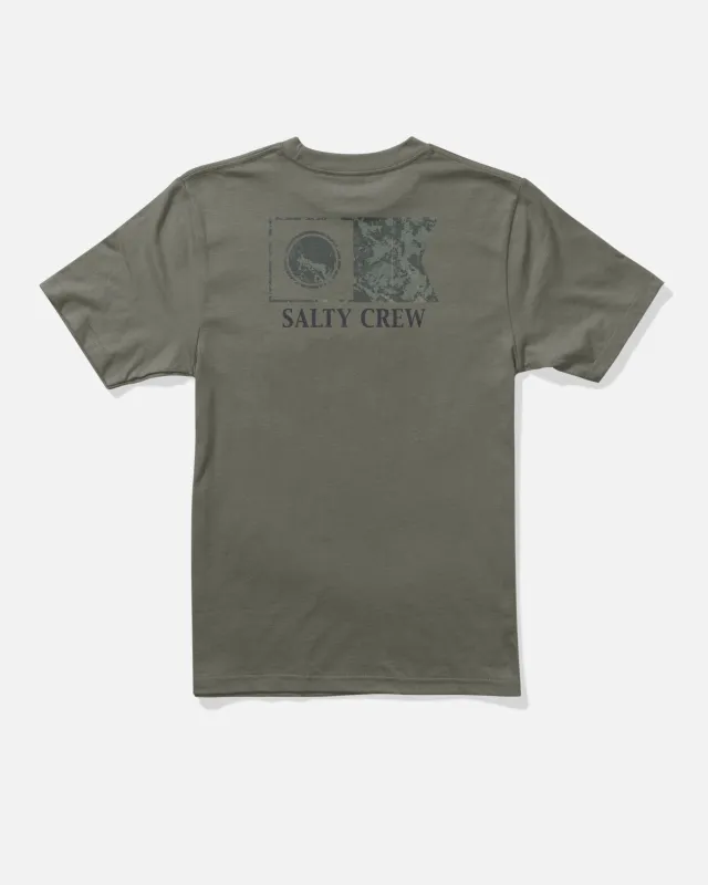 Flagship Fill Tee - Dusty Olive sold by Salty Crew