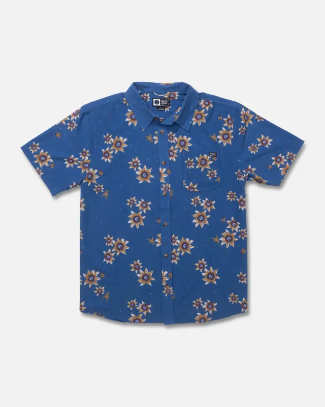 Breezer Perforated Button Up - True Navy sold by Salty Crew