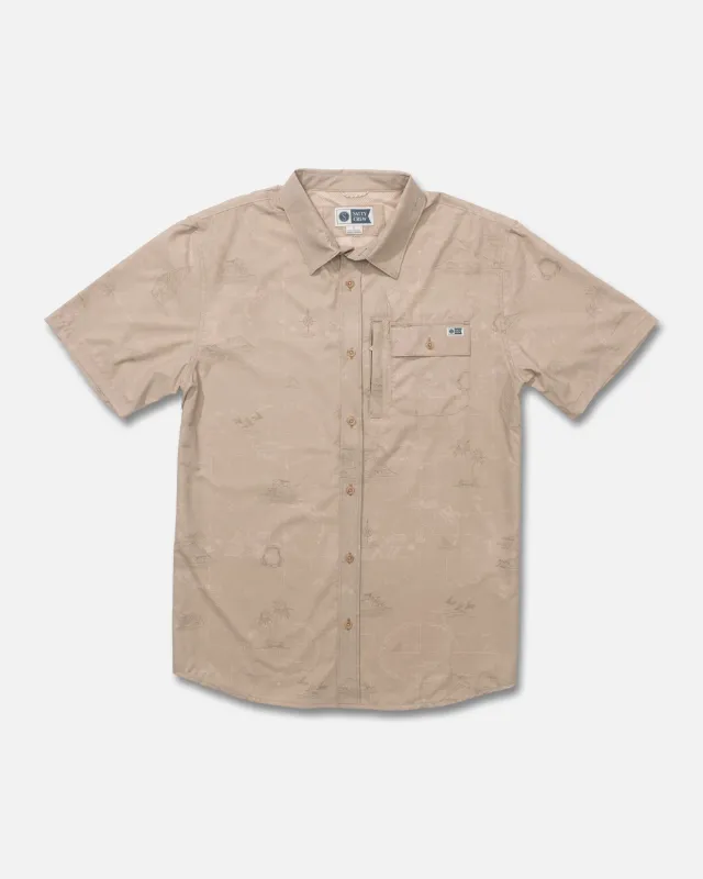 Flagship UV Button Up - Khaki sold by Salty Crew