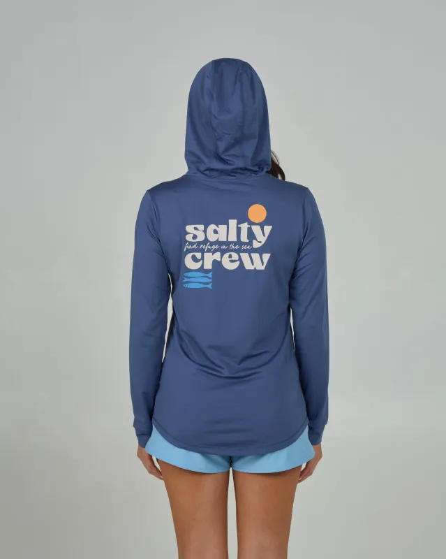 Small Bite Hood Sunshirt - Indigo made by Salty Crew